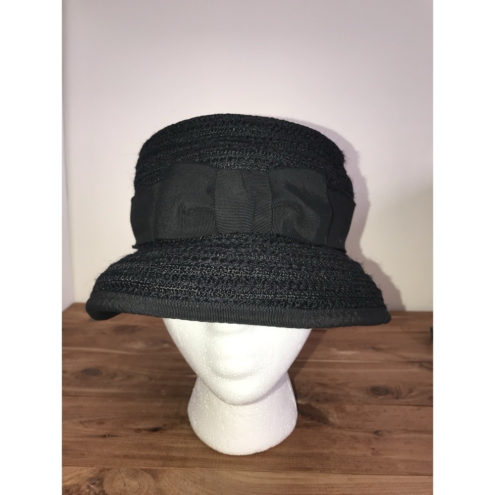 Vintage‎ Zazu And Violet Black Bow Bucket Hat Trendy Street Hippie Farmer City L